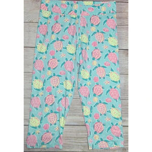 Simply Southern Capri Leggings Women's One Size Fits Most Teal Pink Turtles New